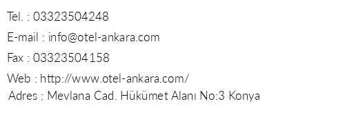 Otel Ankara telefon numaralar, faks, e-mail, posta adresi ve iletiim bilgileri